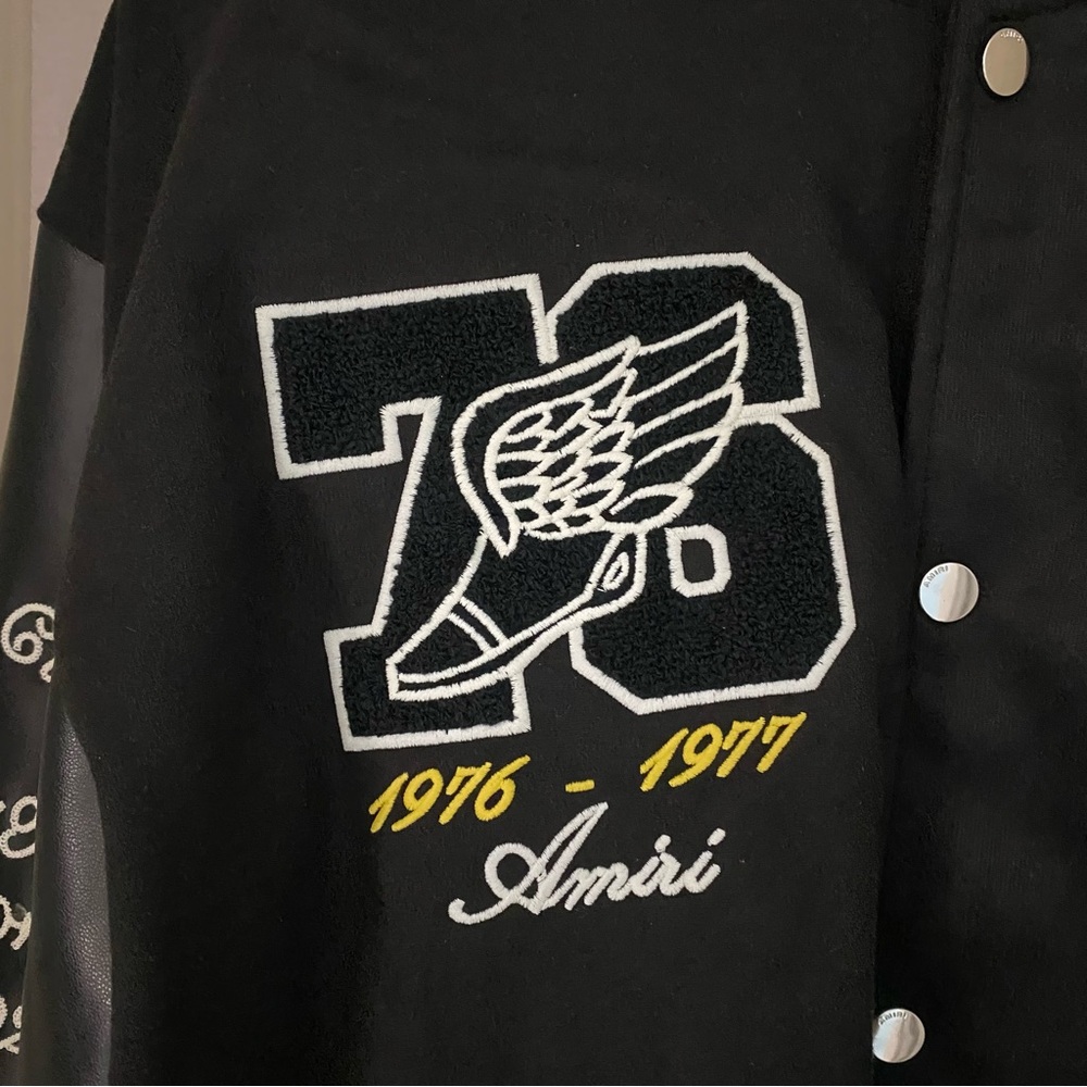 AMIRI Eagle Varsity Logo Leather Panel
Bomber Collar Jacket - Picture 3 of 10